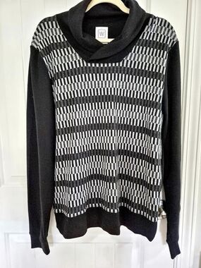 We Norwegians Men's Geometric Cowl Neck Merino Sweater Size Medium Cozy